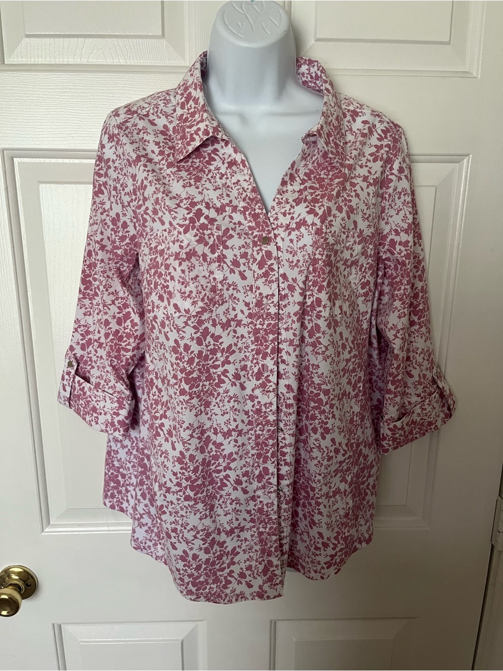 Women's Floral Button-Down Shirt in Rose Pink